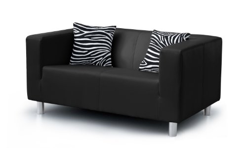Collection AB 2-Sitzer Sofa Cube 85 x 135 x 65 cm, PU, schwarz