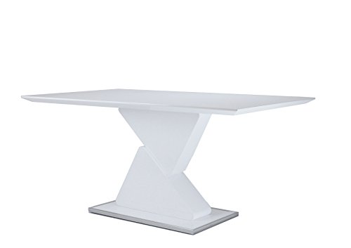 HOMEXPERTS Esszimmertisch CUBE / Moderner Ess-Tisch in Hochglanz Weiß mit viel Beinfreiheit / Küchentisch mit…
