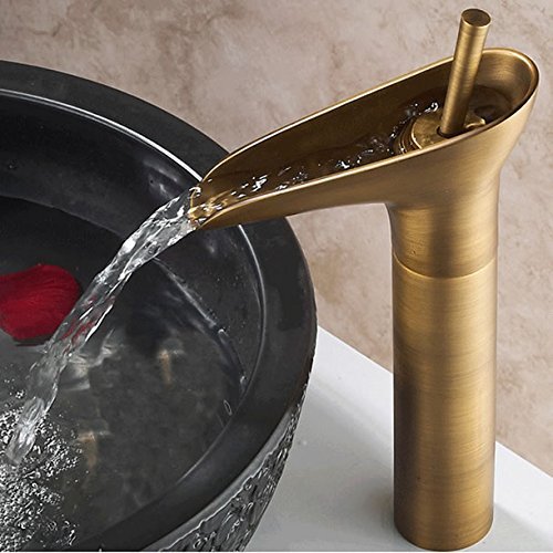 Hiendure® Einhebel- Mischbatterie Wasserhahn Armatur Waschtischarmatur Wasserfall Einhandmischer für Bad Waschbecken…