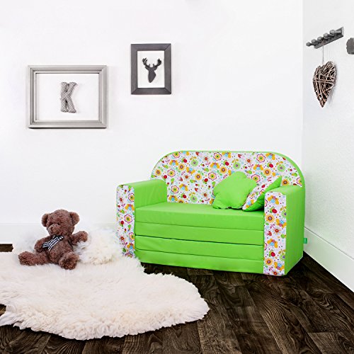 LULANDO Classic Kindersofa Kindercouch Kindersessel Sofa Bettfunktion Kindermöbel zum Schlafen und Spielen, Farbe…