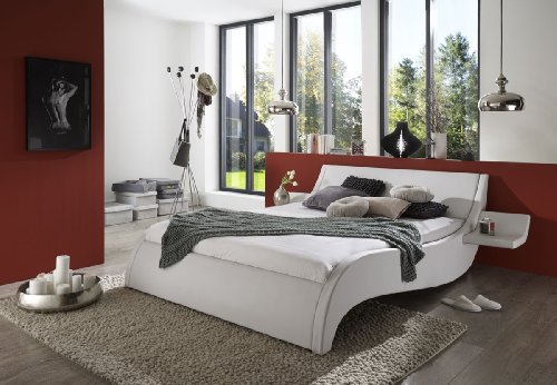 SAM Polsterbett 140x200 cm Murcia in weiß, Bett mit gepolstertem Kopfteil, modernes Design