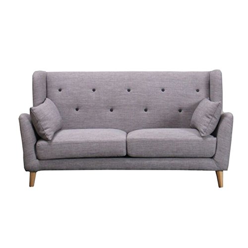 Dynamic24 Sofa Retro 2-Sitzer in hellgrau Couch Stoff Polstersofa Sitzmöbel Stoffsofa Polstersofa