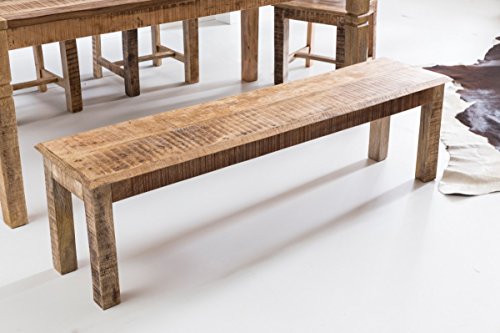 Wohnling Esszimmerbank Rustica 160 x 45 x 38 cm Mango Massiv-Holz | Design Landhaus Sitzbank | Holzbank für Esszimmer…