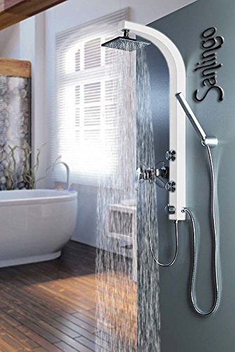 Weißes Duschpaneel Duschsäule mit Massagedüsen Eckig Regendusche Sanlingo