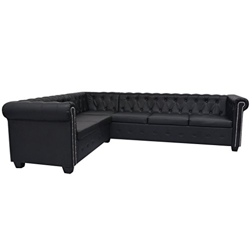 Festnight Chesterfield Ecksofa 6-Sitzer-Sofa Wohnzimmersofa Loungesofa Couch Kunstlederpolsterung 260 x 205 x 73 cm…