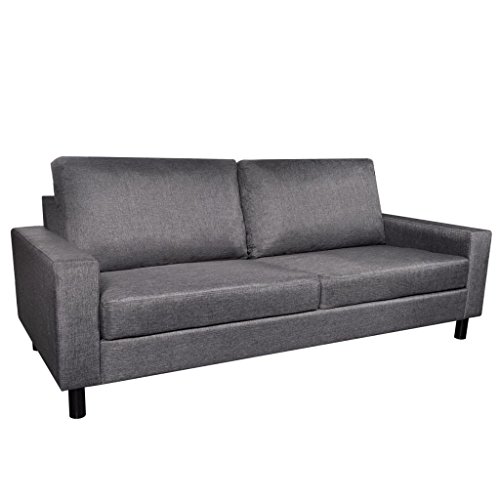 vidaXL Sofa 3-Sitzer Polstersofa Loungesofa Couch Sitzmöbel Dunkelgrau Stoff