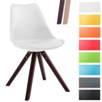 CLP Retro-Stuhl Toulouse Square Mit Kunstlederbezug | Kunstoff-Lehnstuhl Mit Holzgestell, Farbe:weiß, Gestell Farbe…