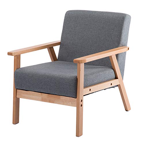 DORAFAIR Retro Sessel Stuhl Grau Lounge Sessel mit Massivholz-Struktur Hochwertigem Gepolsterten und Rückenlehne,für…