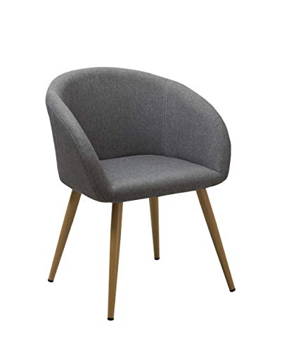 Esszimmerstuhl aus Stoff (Leinen) Farbauswahl Retro Design Stuhl mit Rückenlehne Metallbeine Holzoptik WY-8023, Farbe…