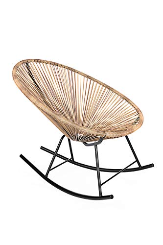 Retro Acapulco Lounge Relax Schaukelstuhl Rocking Chair Rahmen & Füße Pulverbeschichtet Indoor & Outdoor Natur BRAUN