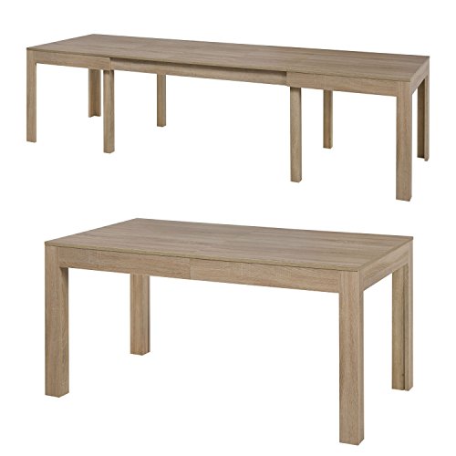 Furniture24 Tisch Küchentisch Esszimmertisch Esstisch WENUS Ausziehbar 160-300 cm (Sonoma Eiche)
