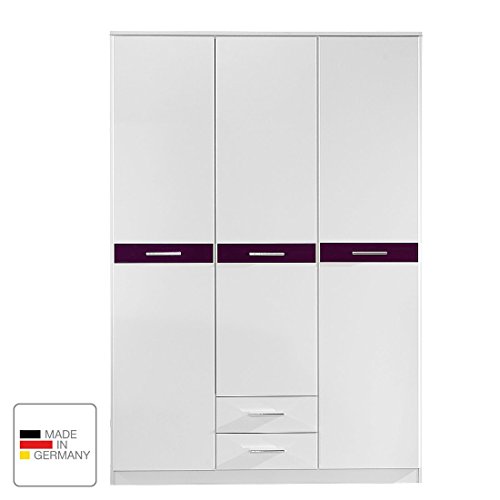 Wimex Kleiderschrank/ Drehtürenschrank Gina, 3 Türen, 2 Schubladen, (B/H/T) 135 x 199 x 58 cm, Weiß