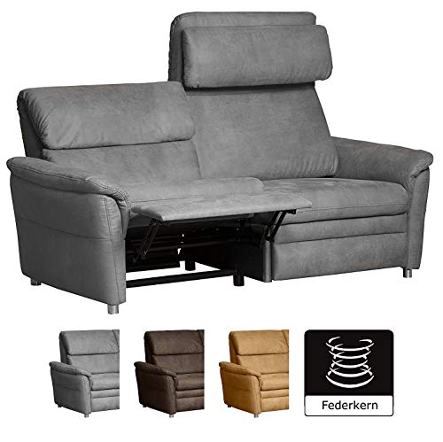 Cavadore 3-Sitzer Sofa Chalsay inkl. verstellbarem Kopfteil und Relaxfunktion / mit Federkern / 3er Kinosessel im…