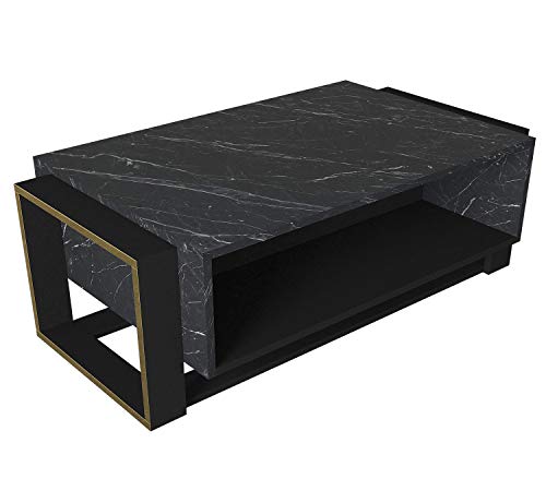 moebel17 5163 Bianco Couchtisch Sofatisch Wohnzimmertisch Tisch fürs Wohnzimmer, Holz, Braun Dunkelgrau Marmor Optik…