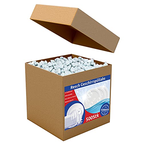 RESCH CLEANIX Spülmaschinentabs ohne Plastik - All in One | 500 Stück (ca 9kg) | Phosphatfrei Tabs | Geschirrspültabs…